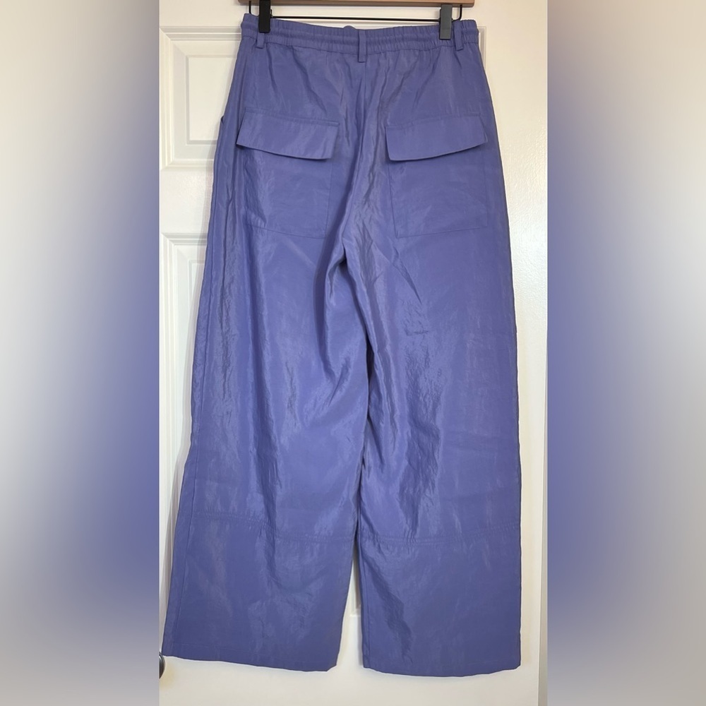 NWT Maeve Anthropologie Wide-Leg Track Pants Purple Size Small Petite - Picture 2 of 12